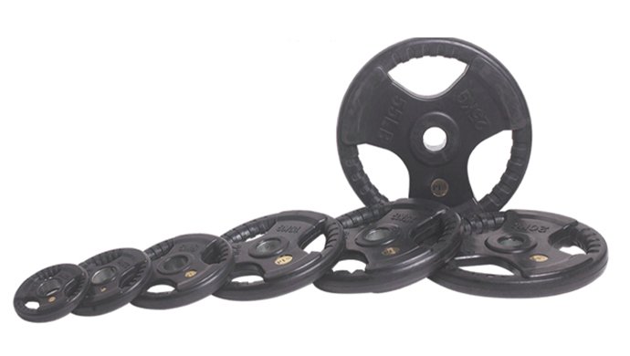 TZ-3007 3 Holes Black Rubber Coated Olympic Plate